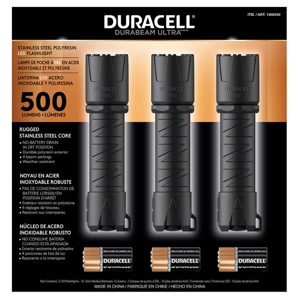 DURACELL FLASHLIGHT - 500 LUMENS (PQT 3)